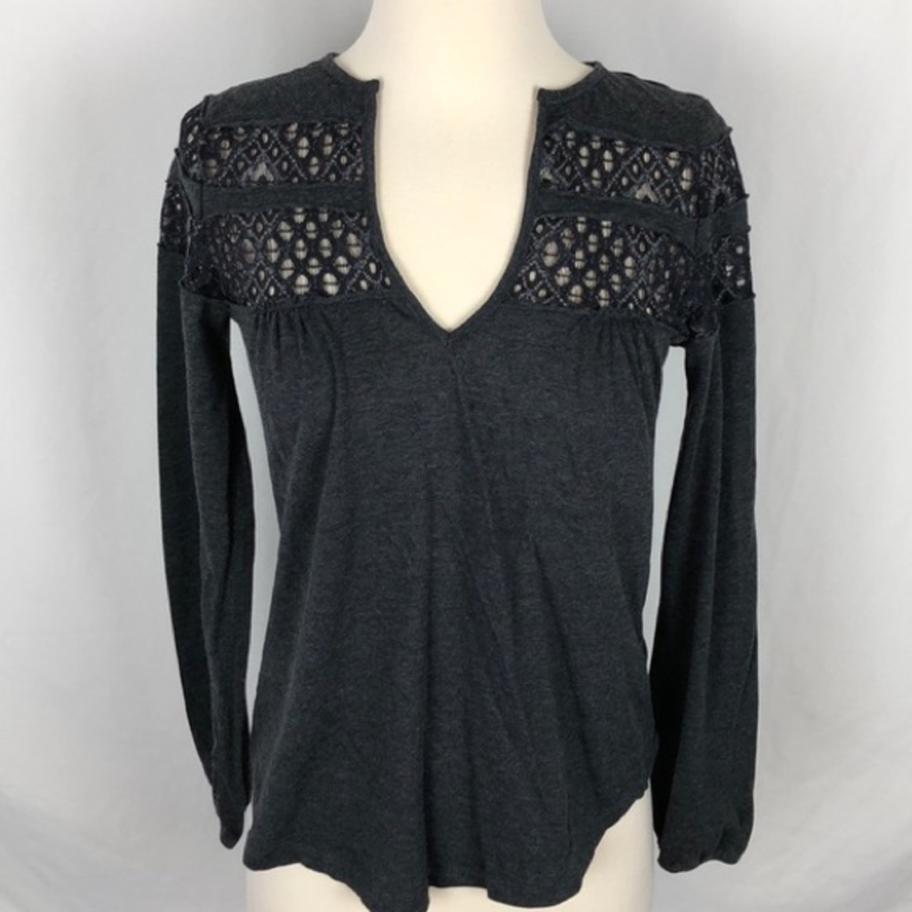 Blu clover top charcoal gray long sleeve‎ top, Sz M